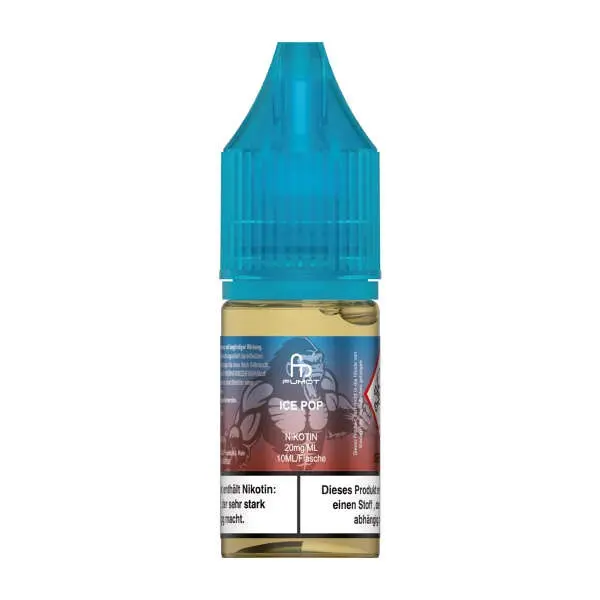 Fumot Ice Pop 10ml Nikotinsalz-Liquid von RandM – blaue Flasche, freistehend auf weißem Hintergrund