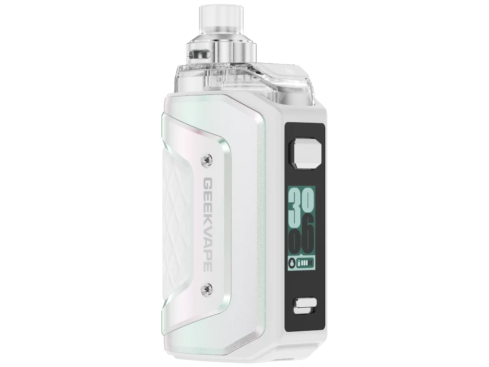geekvape-aegis-hero-5-kit-pure-white_1000x750.png GeekVape Aegis Hero 5 Pod-Kit in Weiß-Silber mit Farbdisplay, Frontansicht
