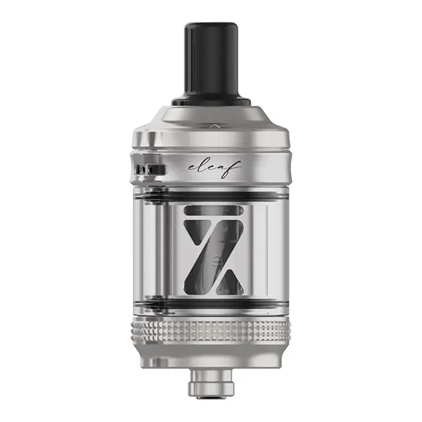 eleaf-gtl-x-tank-1.jpg Eleaf GTL X Tank Verdampfer in Silber/Edelstahl – Seitenansicht mit Glastank und Coil