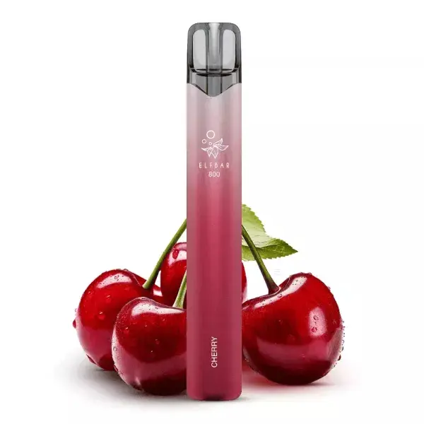 ELFB106_600x600.png Elfbar 800 Einweg E-Zigarette Cherry in Rot mit reifen Kirschen im Hintergrund, 20mg/ml