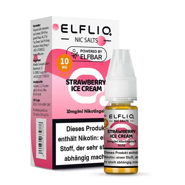 source43248.jpg Elfliq Strawberry Ice Cream 10ml Nikotinsalz-Liquid von Elfbar, rosa Verpackung und Flasche