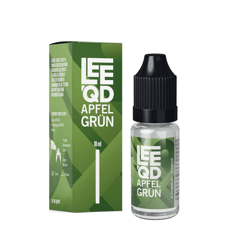 LQDC109_800x800.png?ts=1759916995 LEEQD Fruit Apfel grün 10ml Liquid – grüne Verpackung und Flasche, klare Produktansicht ohne Overlays