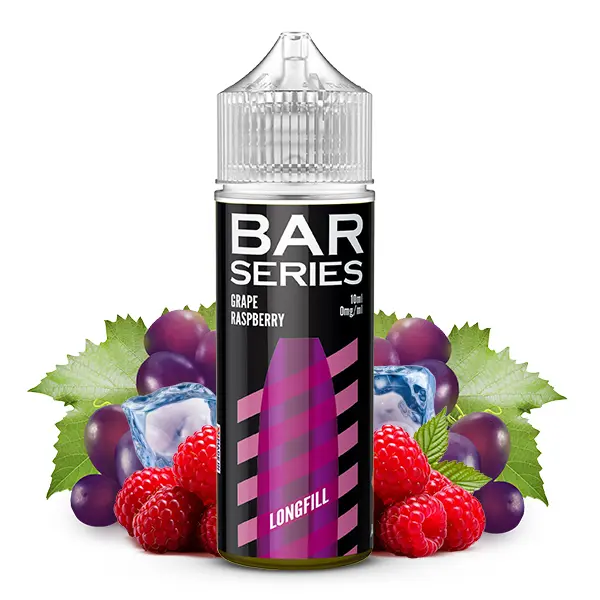 bar-series-grape-raspberry-aroma-1.jpg Vampire Vape Bar Series Grape Raspberry Longfill, lila Flasche mit Trauben und Himbeeren, Frontansicht