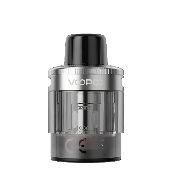 VooPoo PnP X Ersatz-Pod DTL – transparenter Pod mit schwarzem Deckel, Einzelansicht freigestellt