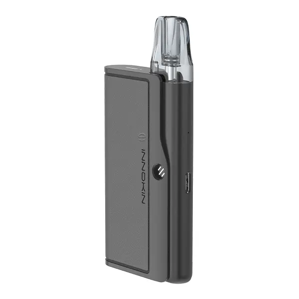 innokin-ez-leva-combo-kit-1.jpg Innokin EZ Leva Combo Kit in Dunkelgrau, kompaktes Pod-System mit aufgestecktem Kartuschenaufsatz