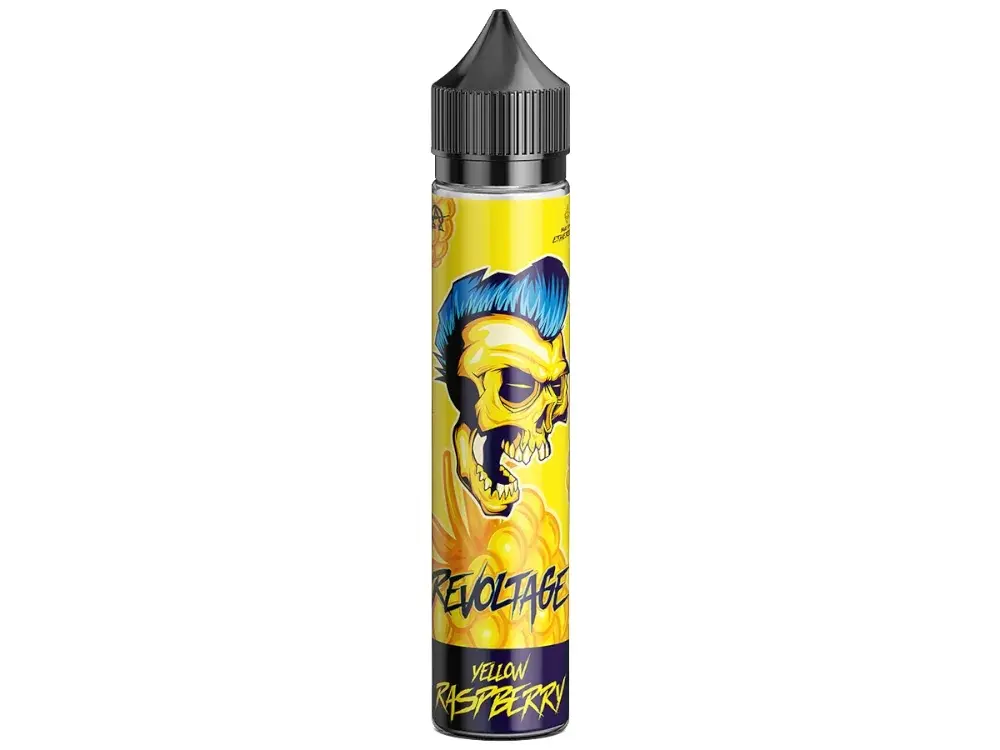 Revoltage Yellow Raspberry Longfill in gelber 60ml Flasche mit Punk-Motiv, Frontansicht