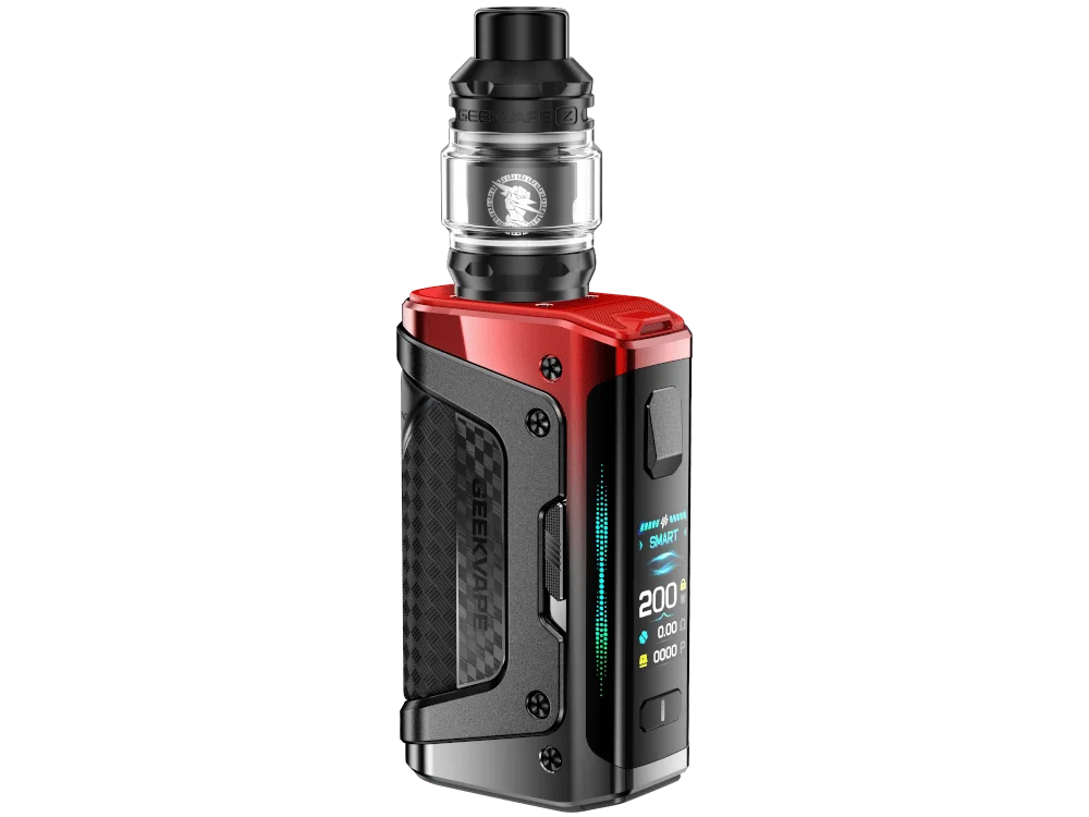GeekVape Aegis Legend 5 Kit in Schwarz-Rot – Box-Mod mit Tank, Frontansicht