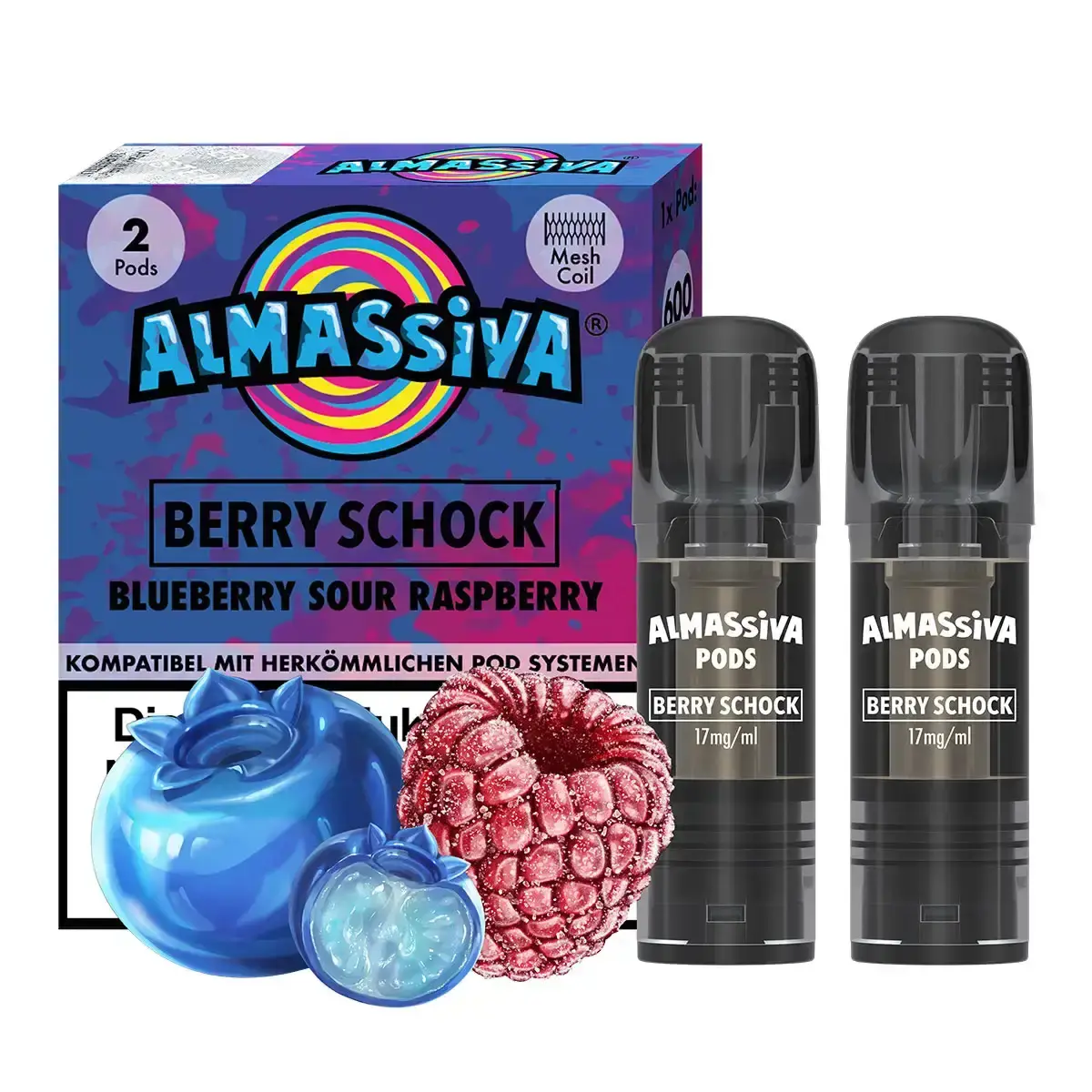2x Al Massiva Prefilled Pods - Berry Schock - 17mg/ml