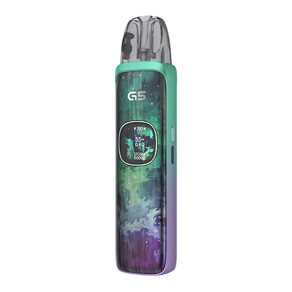 Uwell Caliburn G5 Pod Kit in Grün-Lila Jade-Verlauf mit rundem Display, schlankes Design