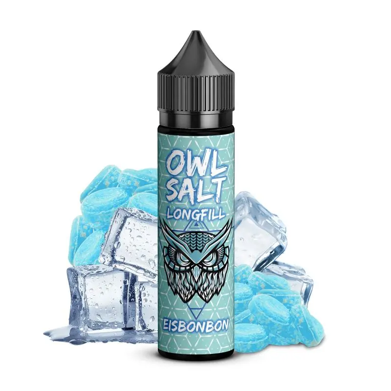 OWL Salt Longfill Eisbonbon – 60ml Flasche mit hellblauem Eiswürfel-Design