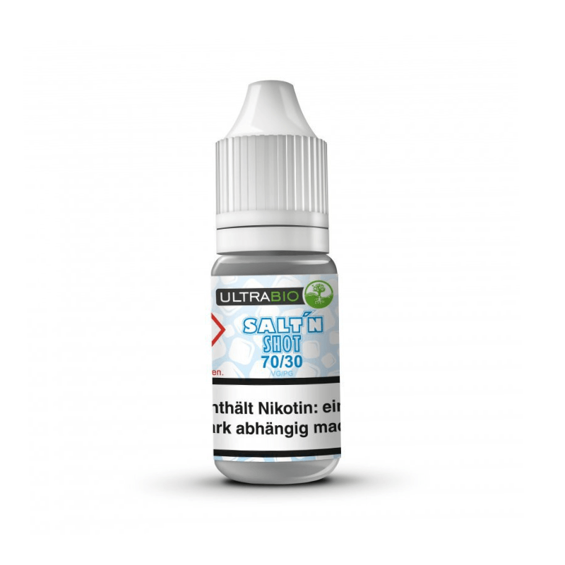 Ultrabio Nikotinsalz Shot 10ml Flasche, blaues Etikett, 70/30, 20mg/ml NicSalt