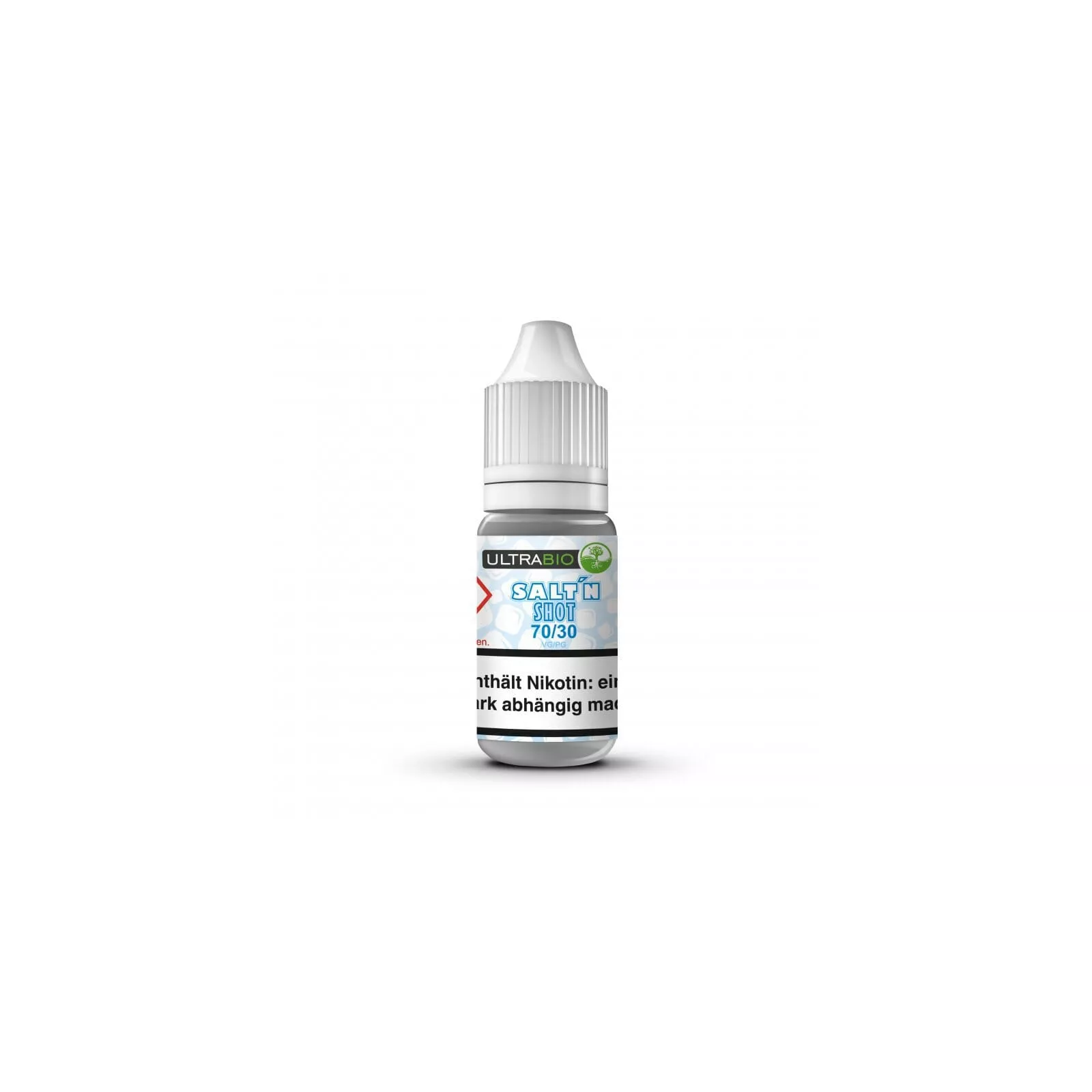 Ultrabio Nikotinsalz Shot 10ml Flasche, blaues Etikett, 70/30, 20mg/ml NicSalt