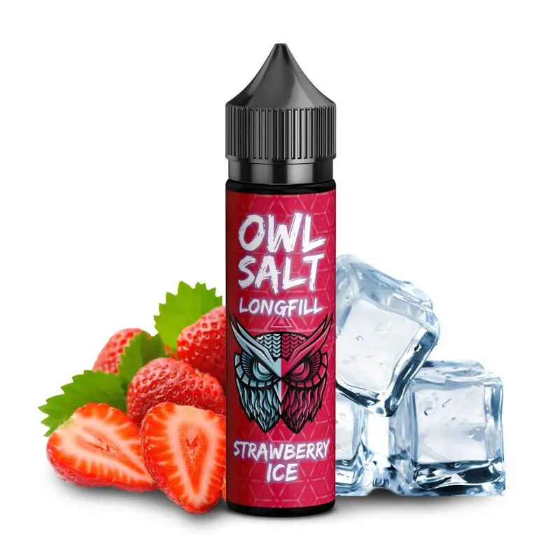 OWL Salt Strawberry Ice Longfill – rote Flasche mit Erdbeeren und Eiswürfeln