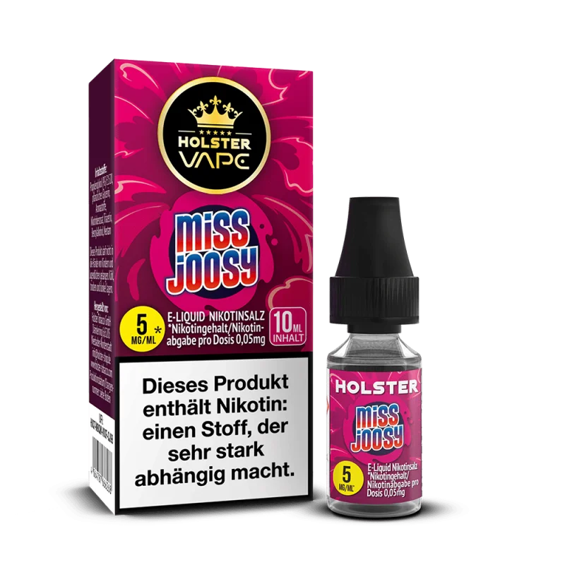 Holster Miss Joosy Nikotinsalz-Liquid 10ml in pinker Verpackung mit 5mg Nikotingehalt