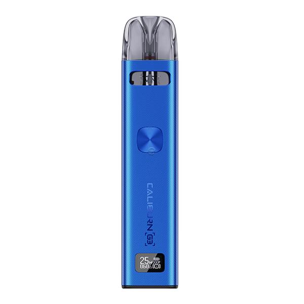 Uwell Caliburn G3 Pod Kit in Blau, schlankes Gerät mit eingesetztem Pod