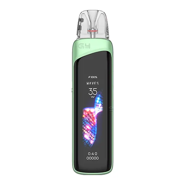 uwell-caliburn-g4-pro-pod-kit-3.jpg Uwell Caliburn G4 Pro Pod Kit in Mintgrün mit OLED-Display und transparentem Pod, Frontansicht