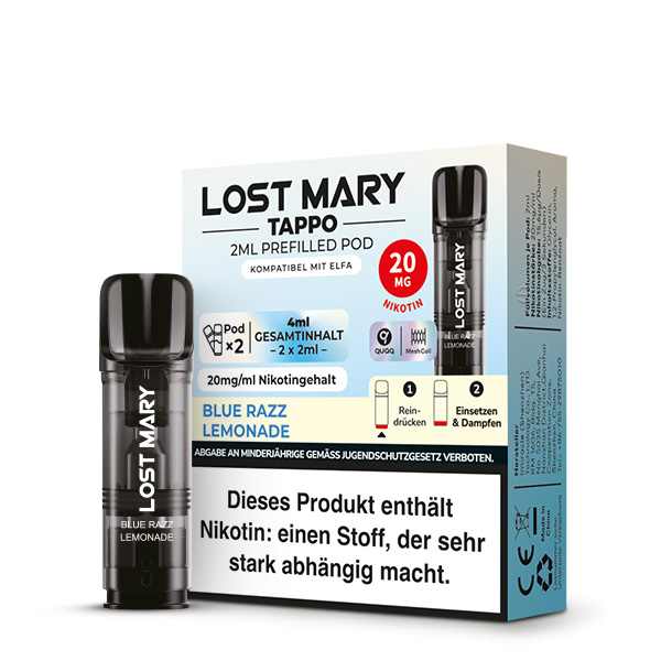 2x Lost Mary TAPPO Prefilled Pod - Blue Razz Lemonade 20mg/ml