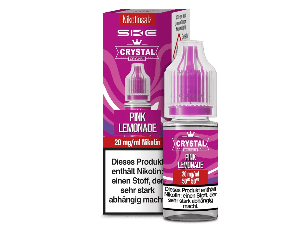 ske_crystal_nicsalt_pink-lemonade_20mg_1000x750.png SKE Crystal Pink Lemonade 10ml Nikotinsalz-Liquid – pinkes Etikett, 20 mg Nikotin, Frontansicht