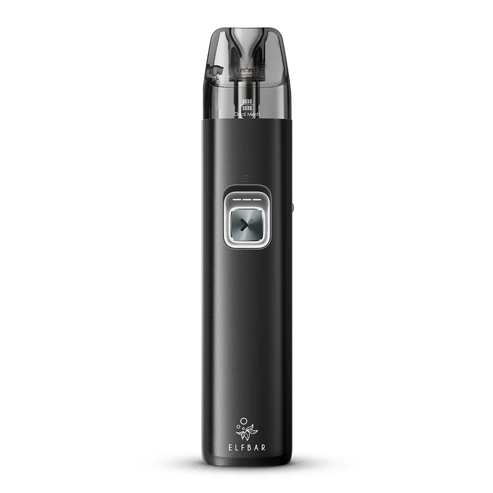 elfbar-elfx-2-black-1.jpg Elfbar ELFX 2 Refillable Kit in Schwarz, schlankes Pod-System mit transparentem Tank, Freisteller