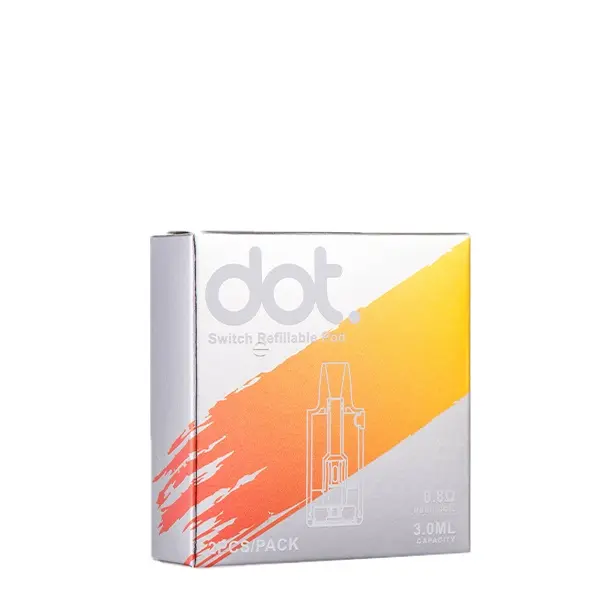 source790399.jpg DotMod Switch R Ersatz-Pod 0,8 Ohm, orange-weiße Verpackungsschachtel mit Pod-Abbildungen, 2er-Pack
