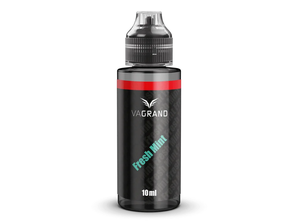Vagrand_Longfill_10ml_Fresh-Mint_1000x750.png Vagrand Fresh Mint Longfill Flasche 10ml schwarz mit grün-rotem Schriftzug