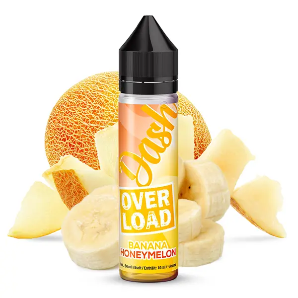 Dash Liquids Overload Longfill-Flasche 60ml in Gelb mit Banana Honeymelon Aufschrift