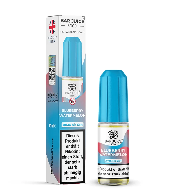 Bar Juice 5000 Blueberry Watermelon 10ml Nikotinsalz-Liquid – blaue Flasche mit Verpackung