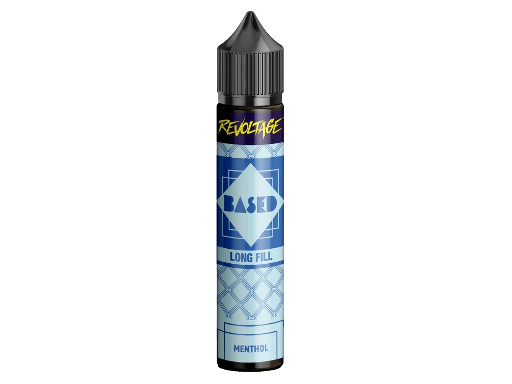 Revoltage_Based_Menthol_5ml_1000x750.png Revoltage Based Menthol Longfill in blauer 20-ml-Flasche mit geometrischem Rautenmuster
