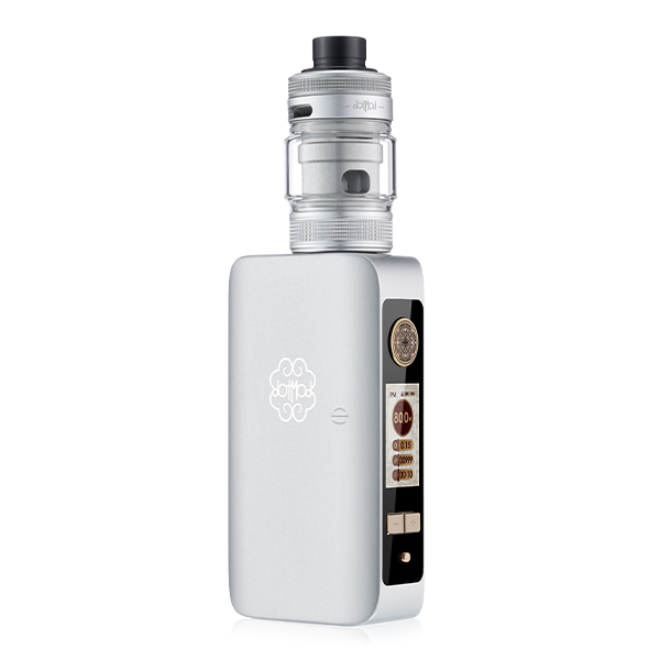 DotMod dotBox 220W V2 Kit in Silber – Box-Mod mit aufgesetztem Verdampfer, Frontansicht