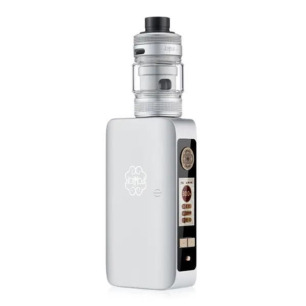 dotmod-dotbox-220w-v2-kit-2.jpg DotMod dotBox 220W V2 Kit in Silber – Box-Mod mit aufgesetztem Verdampfer, Frontansicht