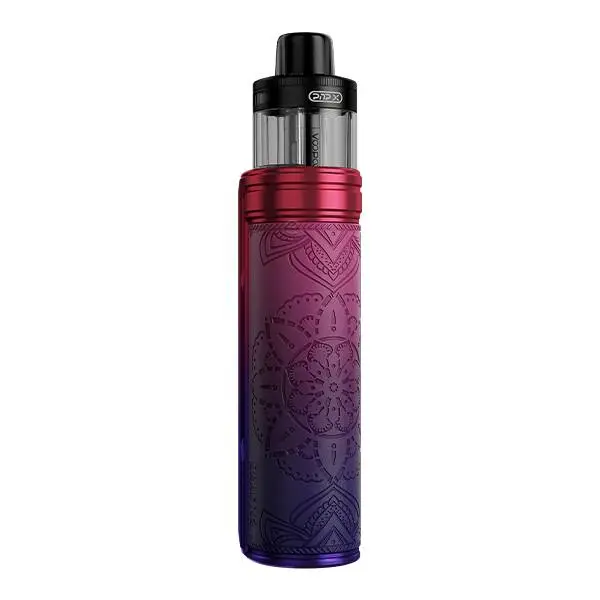 VooPoo Drag X2 Pod Kit E-Zigarette in Rot-Lila-Farbverlauf mit Mandala-Gravur
