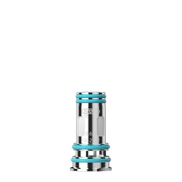 Voopoo PnP X Verdampferkopf mit türkisfarbenen O-Ringen, einzelner Coil-Einsatz in Silber, Frontansicht