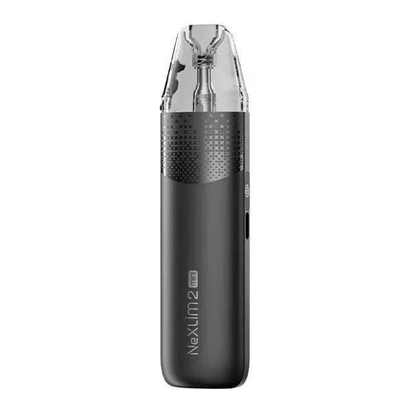 oxva-nexlim-2-mini-pod-kit-1.jpg Oxva NeXlim 2 Mini Pod Kit in Dunkelgrau, schlankes Pod-System mit transparentem Tank, Frontansicht