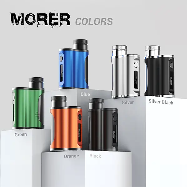 Ambition Mods Morer SBS Akkuträger – Farbchart mit fünf Varianten: Blau, Grün, Orange, Silber und Schwarz