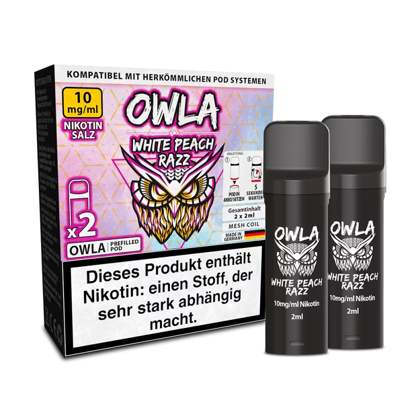 2x Owla White Peach Razz Prefilled Pod