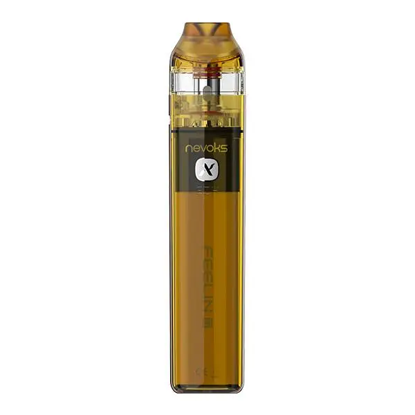 source570948.jpg Nevoks Feelin C1 Pod Kit E-Zigarette in Amber-Gold, schlanker Stabakku mit klarem Pod, Frontansicht