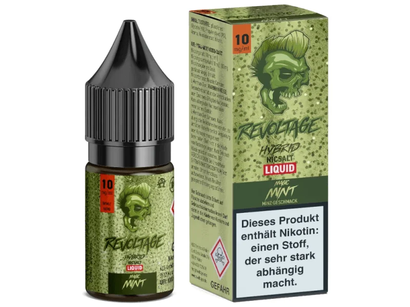 source639014.png Revoltage Magic Mint 10ml Hybrid-Nikotinsalz-Liquid – Flasche mit grüner Verpackung, nikotinhaltige Variante