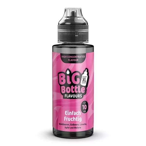 source143926.jpg Big Bottle Flavours Einfach Fruchtig Longfill in pinker 120-ml-Flasche mit schwarzem Deckel