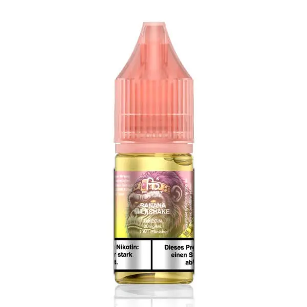 NEU RandM Tornado - Banana Milkshake - Nikotinsalz -....jpg RandM Fumot Banana Milkshake 10ml Nikotinsalz-Liquid, rosafarbene Flasche freistehend
