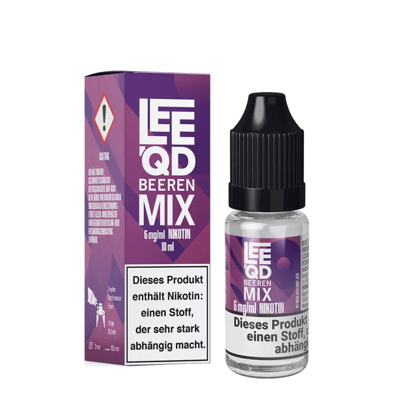 LQDC304_800x800.png?ts=1759917030 LEEQD Crazy Beeren Mix 10ml Liquid – lila Verpackung und Flasche mit Warnhinweisen