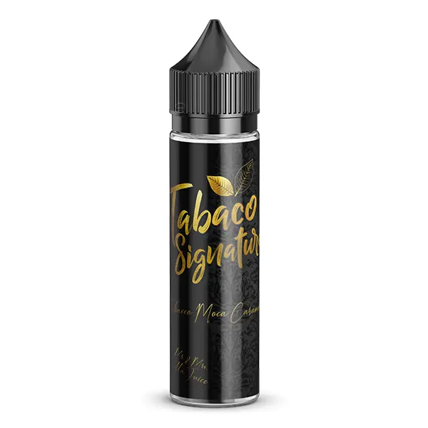 Lädla Juice Tabaco Signature Moca Caramel Longfill – schwarze 60ml Flasche mit goldener Aufschrift, Frontansicht