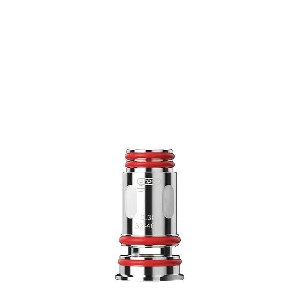 Voopoo PnP X Verdampferkopf mit roten O-Ringen, einzelner Coil-Einsatz in Silber, Frontansicht