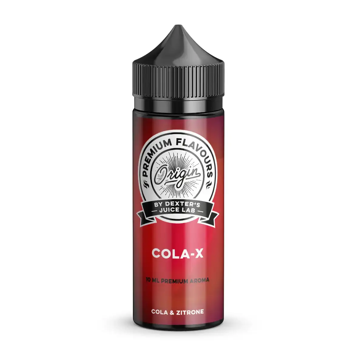Dexters Juice Lab Origin Cola-X Longfill, rotbraune 120ml-Flasche mit rundem Siegel-Label