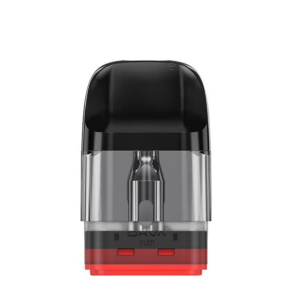 Oxva Xlim EZ Ersatz-Pod einzeln, transparenter Korpus mit rotem Unterteil und sichtbarem Verdampferkopf