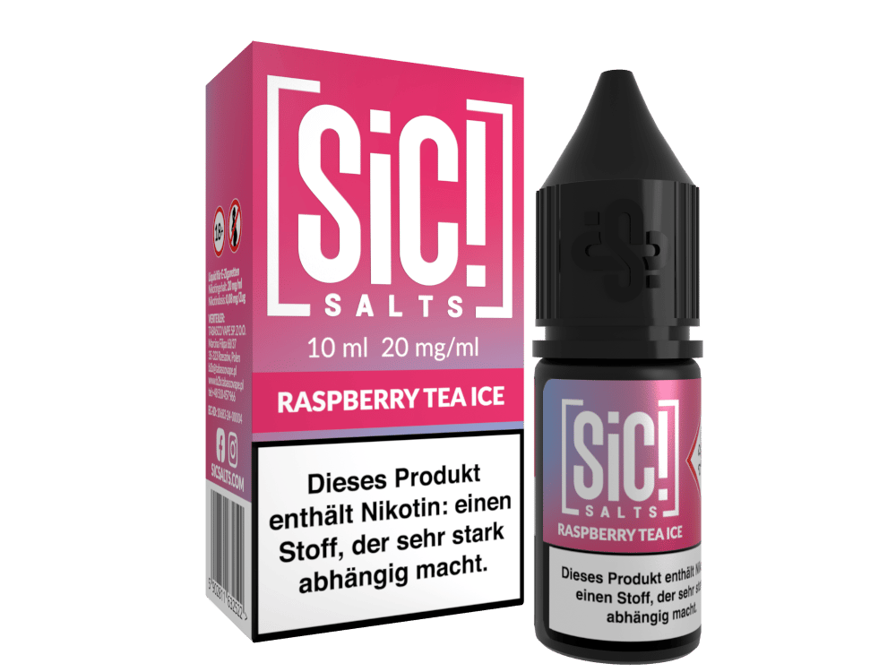 SiC! Salts Raspberry Tea Ice 10ml Nikotinsalz-Liquid in pinkfarbener Flasche mit Umverpackung, 20 mg/ml