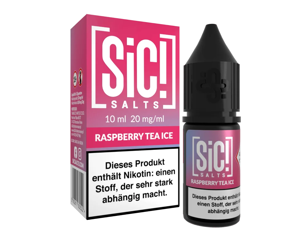 SiC! Salts Raspberry Tea Ice 10ml Nikotinsalz-Liquid in pinkfarbener Flasche mit Umverpackung, 20 mg/ml