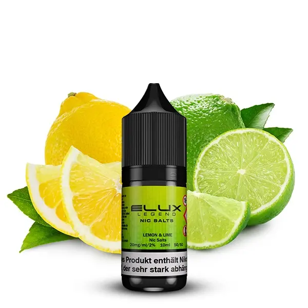 Elux Lemon & Lime 10ml Nikotinsalz-Liquid – grün-gelbe Flasche mit Zitrone und Limette