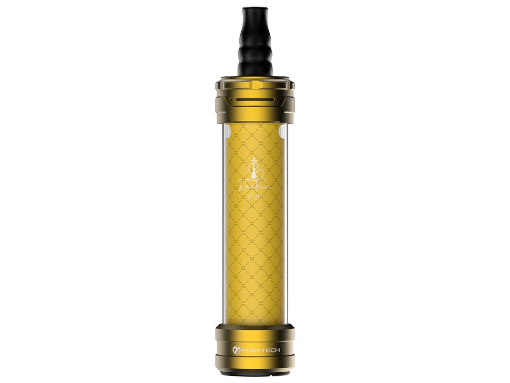 Fumytech Hookah Air Mini in Gold – zylindrisches Set mit goldenem Wabenmuster und goldfarbenem Mundstück