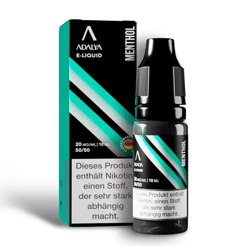 Adalya Menthol Nikotinsalz-Liquid – 10ml Flasche in Türkis-Schwarz mit Verpackung