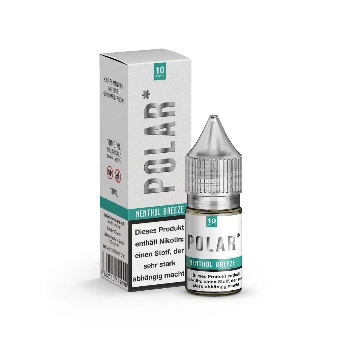 neu-polar-menthol-breeze-nikotinsalz-10ml-10mg-ml-steuerware.png Polar Menthol Breeze Nikotinsalz-Liquid 10ml Flasche mit Schachtel, grün-weißes Design